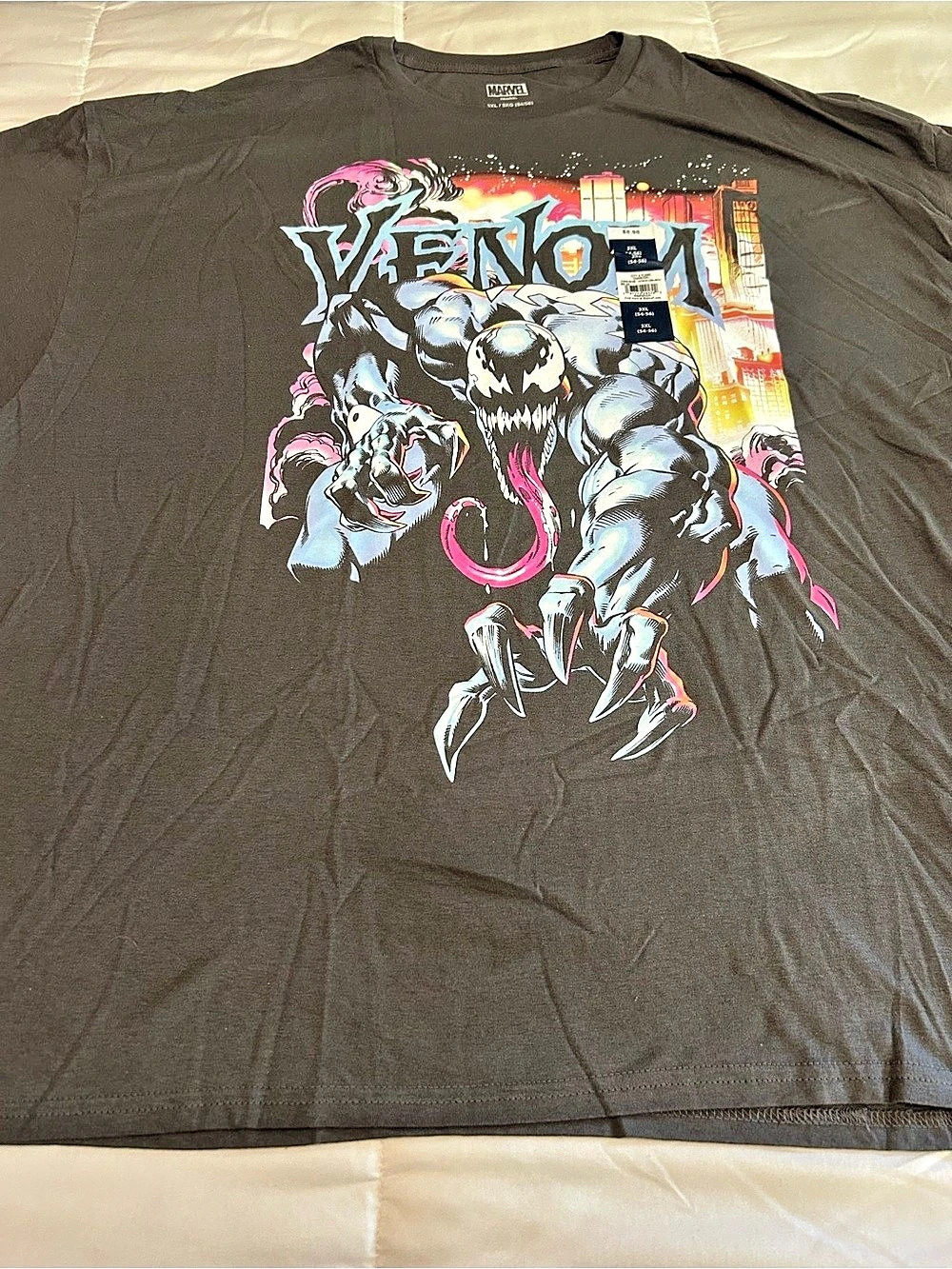 Marvel Venom City A Flame Charcoal T-Shirt Black 3XL